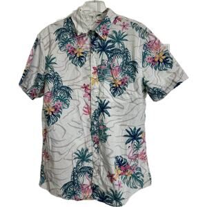 Men's American Eagle Hawaiian Shirt, Flamingos and Tropical Design, Size Medium